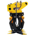 Rotating hydraulic grapple for excavator